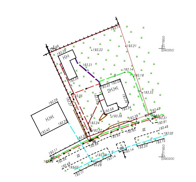 Пример топографического плана с координатами и границами участков